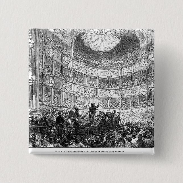 Meeting of the Anti-Corn Law League 15 Cm Square Badge (Front)