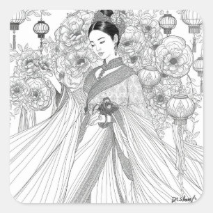 meets contemporary fashion artistry square sticker