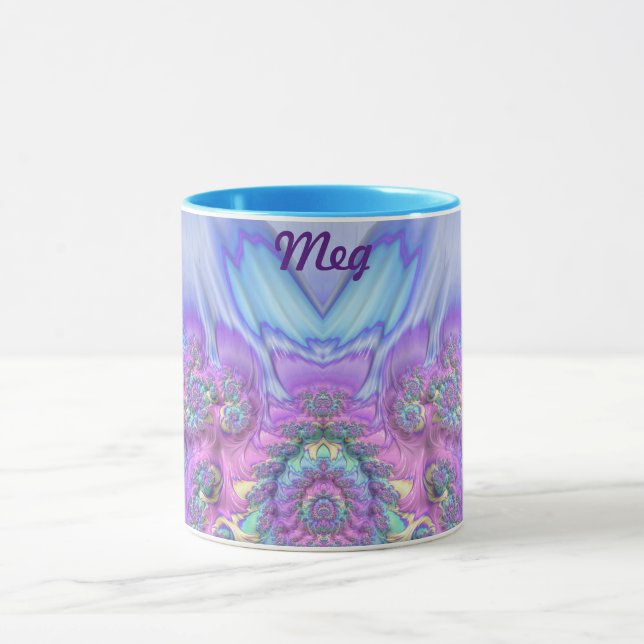 MEG ~ GLOSSY 3D Glossy Pink Purple Blue  Mug (Center)