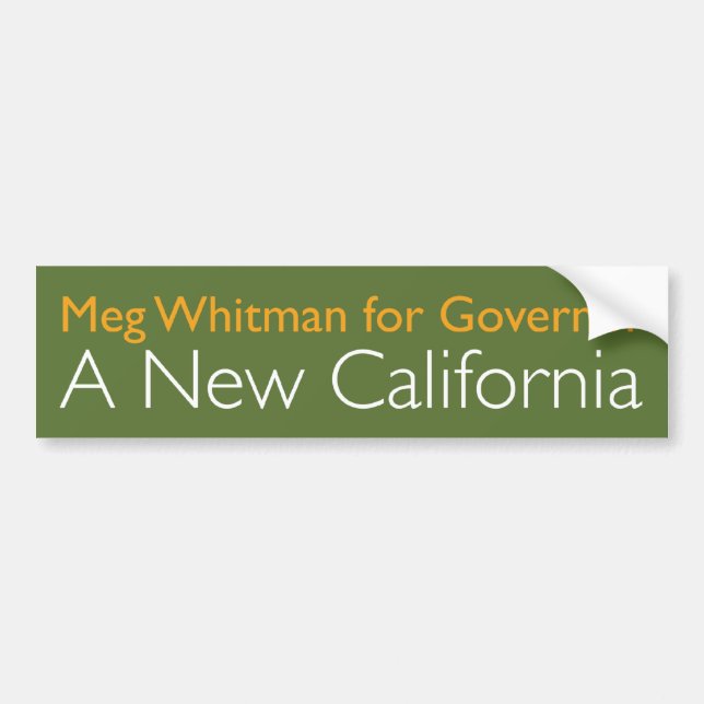Meg Whitman For Governor Bumper Sticker (Front)