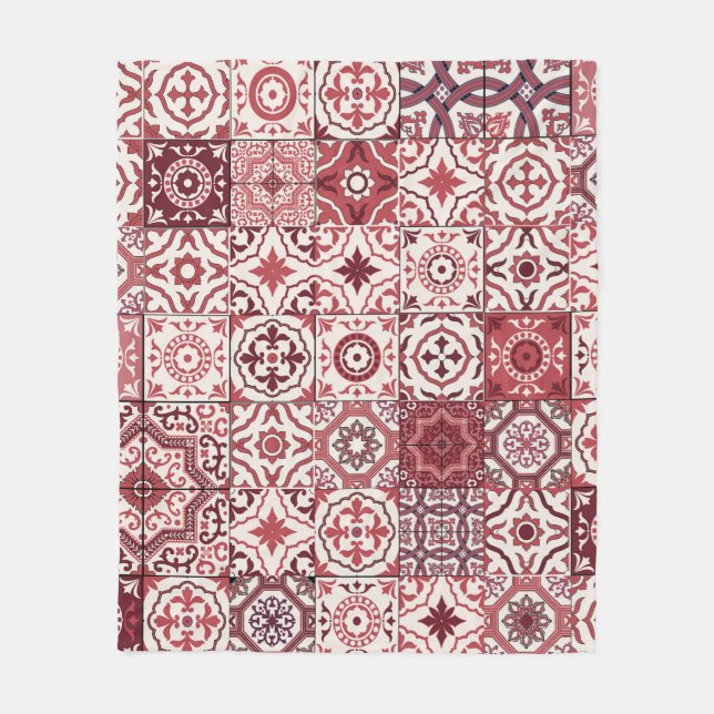 Mega Gorgeous Moroccan Patchwork Pattern Fleece Blanket (Front)