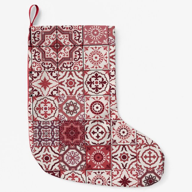 Mega Gorgeous Moroccan Patchwork Pattern Small Christmas Stocking (Front)