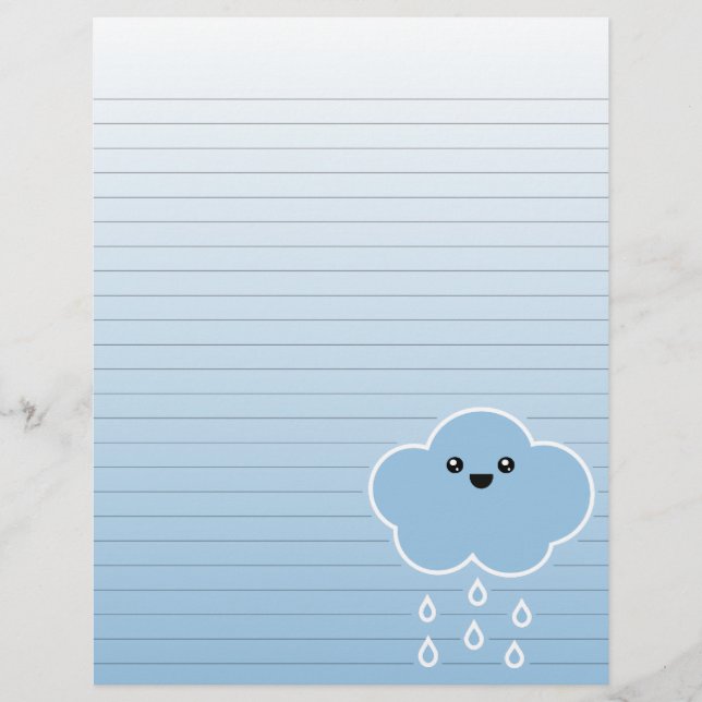 Mega Kawaii Cloud Drizzle Lined Stationery (Front)