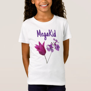 Mega Kid customizable personalized purple flowers  T-Shirt