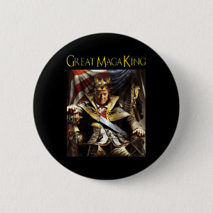 Mega King USA Flag Proud Ultra Maga Trump   6 Cm Round Badge