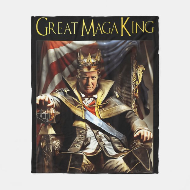 Mega King USA Flag Proud Ultra Maga Trump   Fleece Blanket (Front)