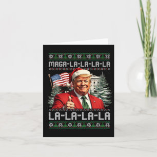 Mega La La La Christmas Santa Trump Ugly Sweater X Card