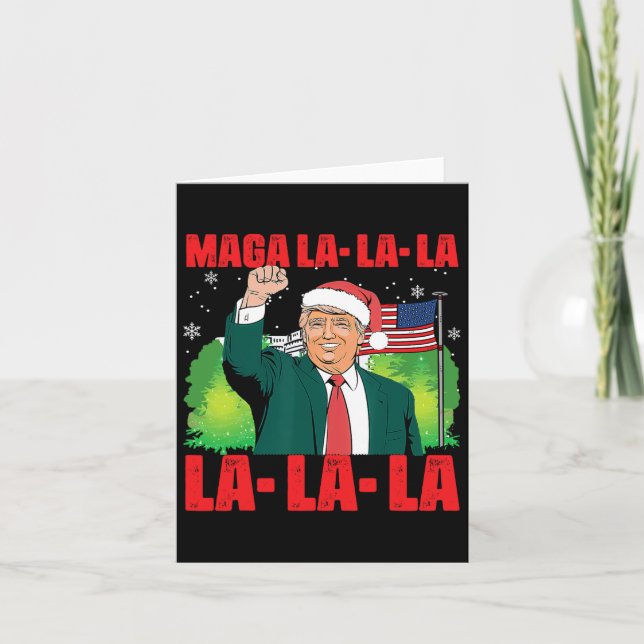 Mega La La La Donald Trump Potus 47 Ugly Christmas Card (Front)