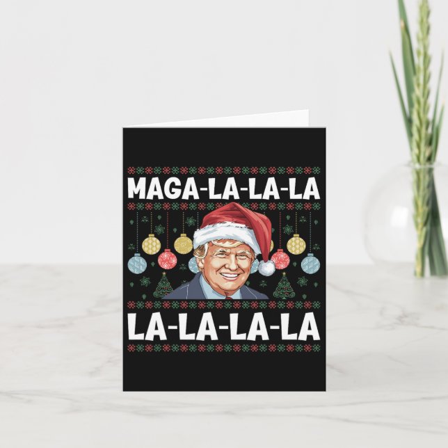 Mega La La La Donald Trump Potus 47 Ugly Christmas Card (Front)