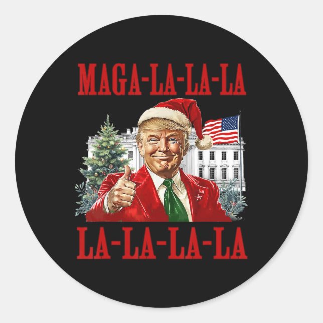 Mega La La La Donald Trump Potus 47 Ugly Christmas Classic Round Sticker (Front)