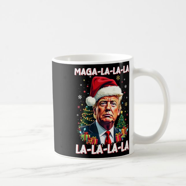 Mega La La La Donald Trump Potus 47 Ugly Christmas Coffee Mug (Right)