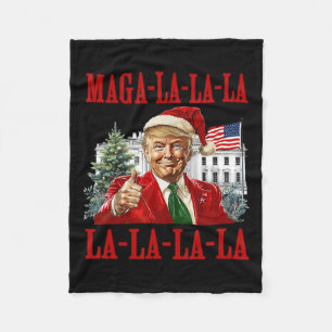 Mega La La La Donald Trump Potus 47 Ugly Christmas Fleece Blanket