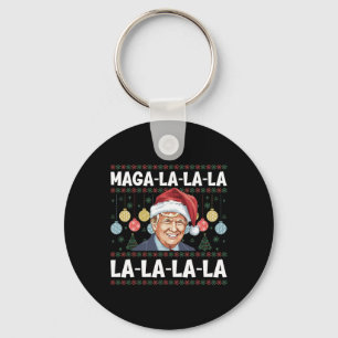 Mega La La La Donald Trump Potus 47 Ugly Christmas Key Ring