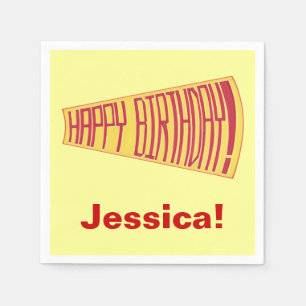 Mega Phone Yellow Red Happy Birthday Napkins