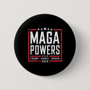 Mega Powers Trump Vance Hogan 2024 Patriotic Funny 6 Cm Round Badge