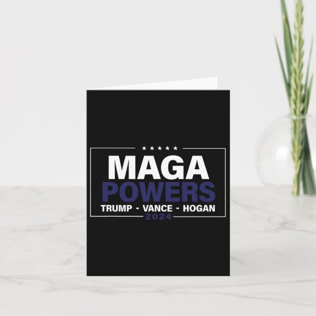Mega Powers Trump Vance Hogan 2024 Patriotic Funny Card (Front)
