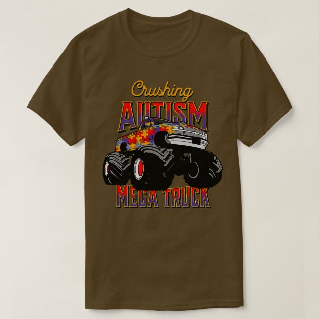 Mega Truck Crushing Autism Awareness Kids Autism T-Shirt (Design Front)