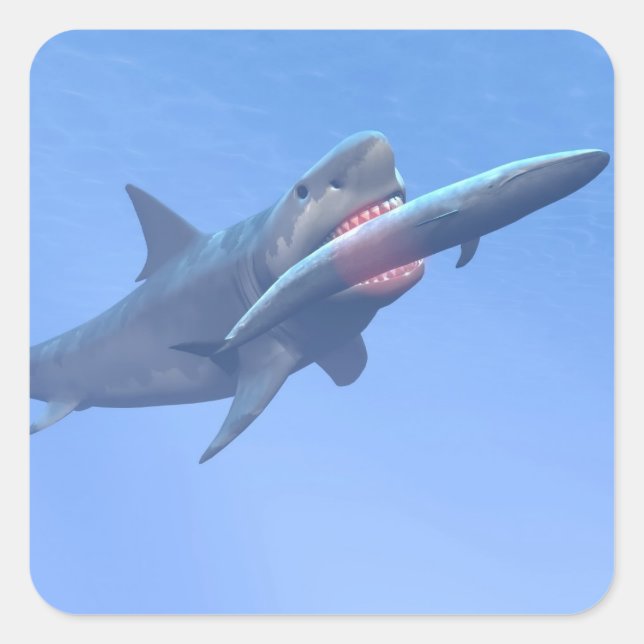 Megalodon eating a whale square sticker (Front)
