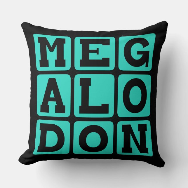Megalodon, Extinct Species of Shark Cushion (Front)