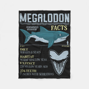 Megalodon Facts Meg Prehistoric Shark Tooth Fossil Fleece Blanket
