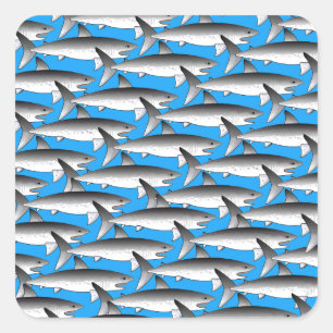 Megalodon Pattern in Blue Square Sticker