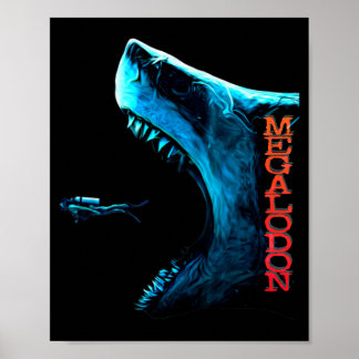Megalodon Primeval Shark Dorsal Fin Teeth Ocean Pr Poster