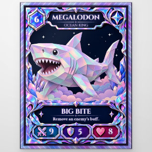 Megalodon, Rainbow Foil Art Postcard