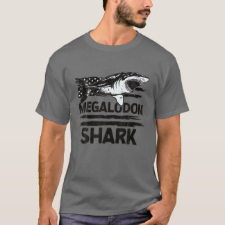 Megalodon Shark Lover Meg American Flag Ocean Preh T-Shirt
