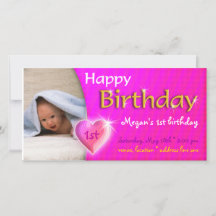 Megan Adoirable Heart Birthday Photo Invitation