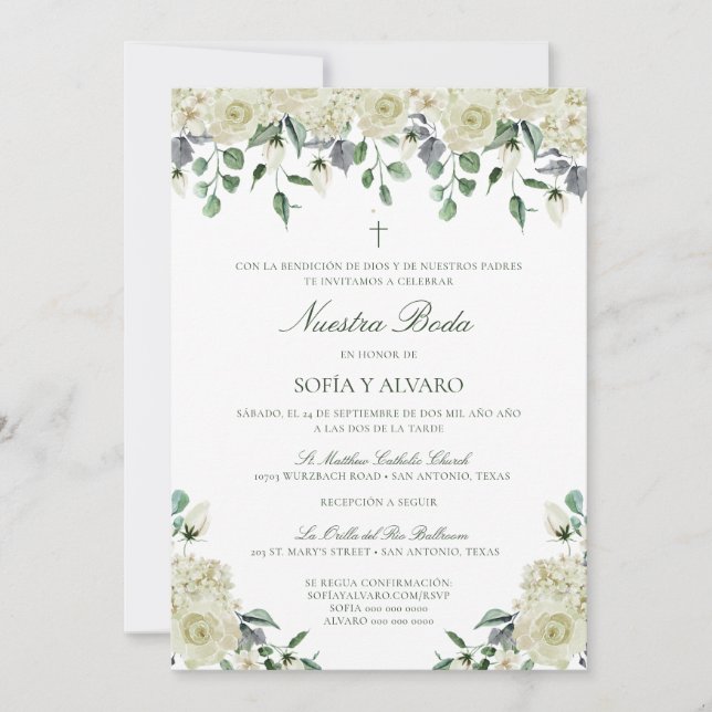 Megan Nuestra Boda Catolica Wedding Invitation (Front)