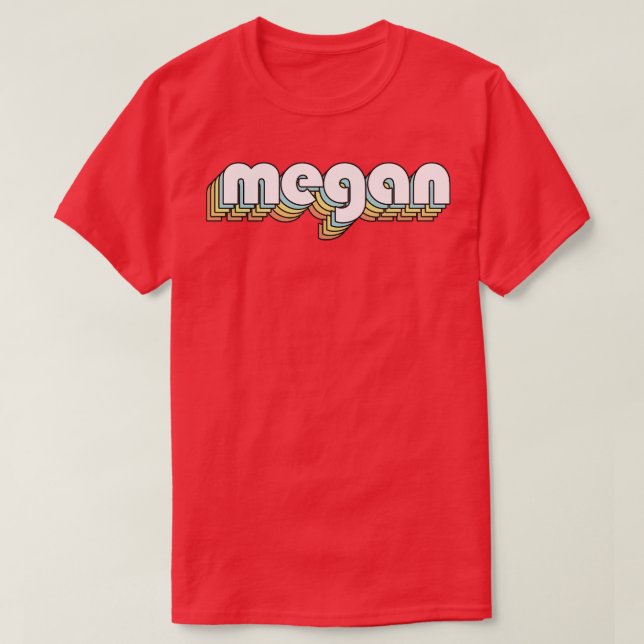 Megan Retro Rainbow Typography Faded Style T-Shirt (Design Front)