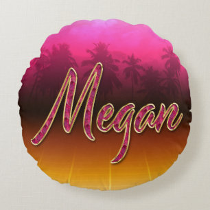 Megan Vorname Name golden pink Kissen Round Cushion