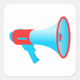 Megaphone Red and Blue Square Sticker