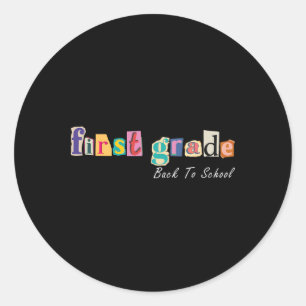 Megazine Letter First Grade Teacher Kids Back To S Classic Round Sticker