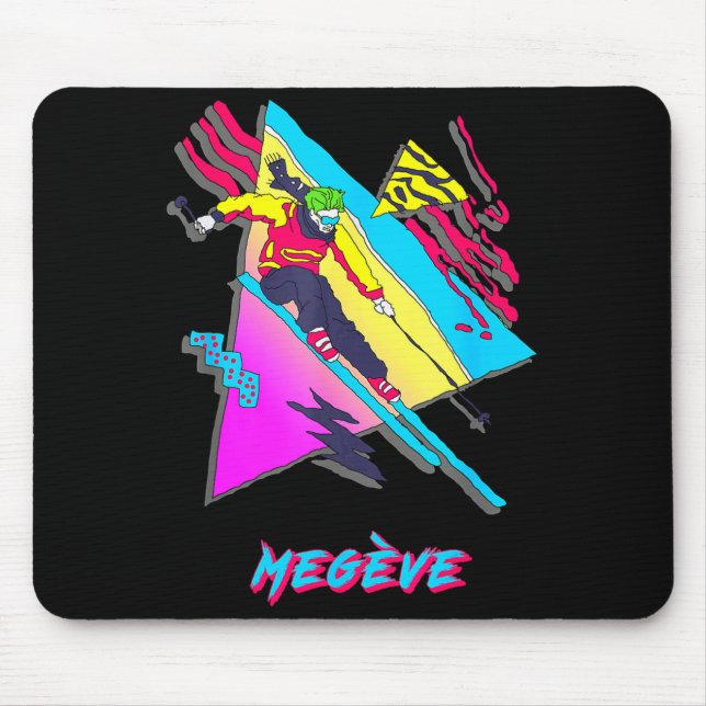 Megeve retro style skiing design with abstract mouse pad (Front)