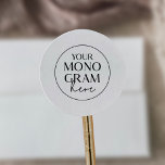 MEGHAN Black White Modern Classic Wedding Monogram Classic Round Sticker<br><div class="desc">These black white modern classic wedding monogram stickers from the Meghan Collection are perfect for a personalised wedding. Give your wedding a premium branded look by uploading your custom wedding monogram or crest to the easy to use templates in the MEGHAN Collection by Fresh & Yummy Paperie. Easily change the...</div>