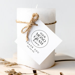 MEGHAN Monogram Boho Black White Wedding Thank You Favour Tags