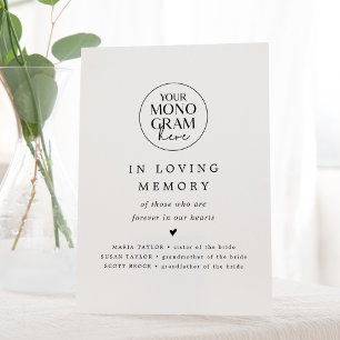 MEGHAN Monogram In Loving Memory Wedding Memorial Pedestal Sign
