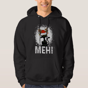 Meh Black Cat Christmas, Funny Anti Christmas Cat Hoodie