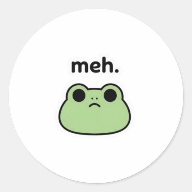 Meh Frog Sticker Cute Bored Frog Meme Minimalist K (Front)