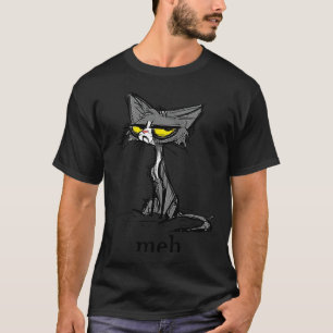 Meh Grumpy Black Cat Sarcastic Kitten Angry Cat Mo T-Shirt