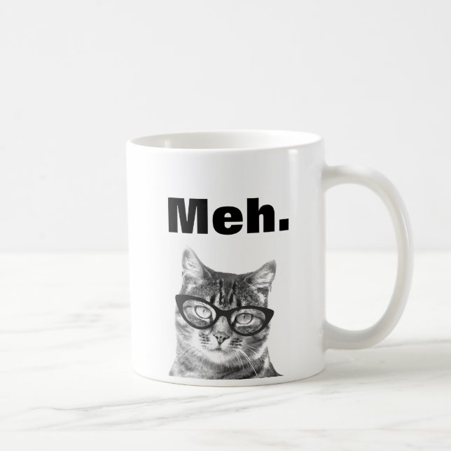 Meh meme funny apathy quote cat mug (Right)