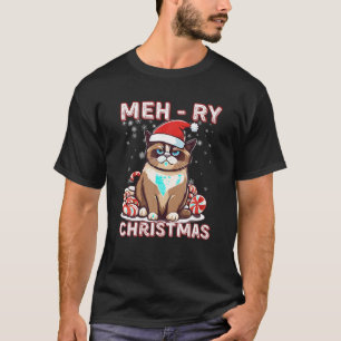 Meh ry Christmas Meh Cat Funny Sarcastic Cat Kitty T-Shirt