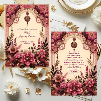 Mehandi Ceremony Mulberry Pavilion Indian Wedding Invitation