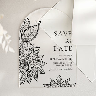 Mehendi Henna Indian Wedding Save the Date Acrylic Invitations