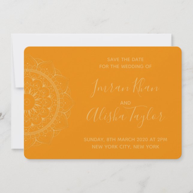 Mehendi Indian Wedding Save the date hamsa Henna (Front)