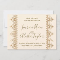 Mehendi Indian Wedding Save the date hamsa Henna