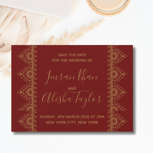 Mehendi Indian Wedding Save the date hamsa Henna