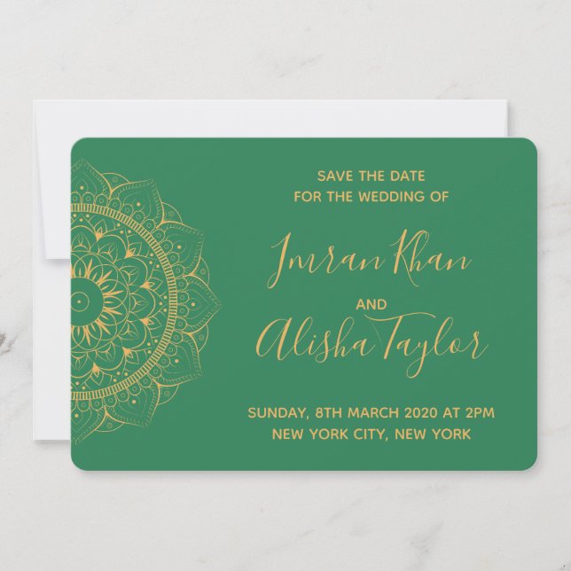 Mehendi Indian Wedding Save the date hamsa Henna (Front)