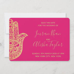 Mehendi Indian Wedding Save the date hamsa Henna